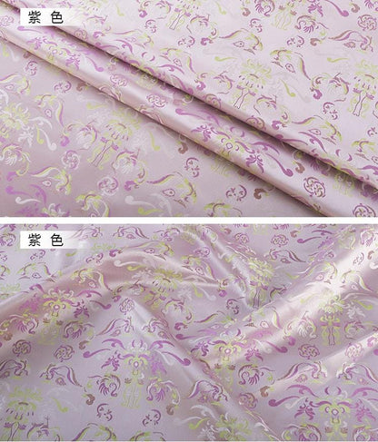 Tissu brocart floral rose et violet : 59 pouces, motif floral zen, pour ameublement