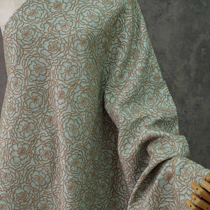 Tissu jacquard floral à fil doré : ameublement 3D, costumes et couture - 140 cm de large