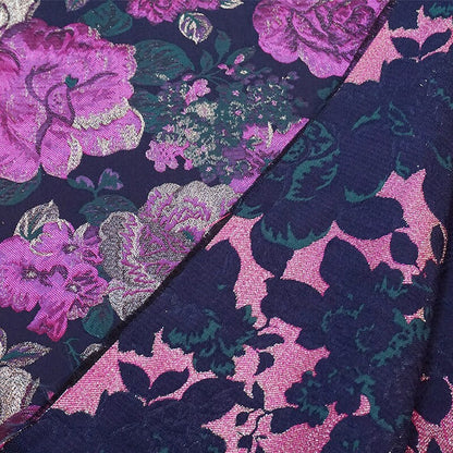 Tissu jacquard à motif pivoine : polyester pour ameublement, costumes et décoration - 140 cm de large