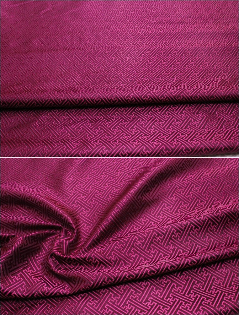 Chinese Brocade Fabric: Fret Pattern Silk Rayon Blend (29.5" Wide)