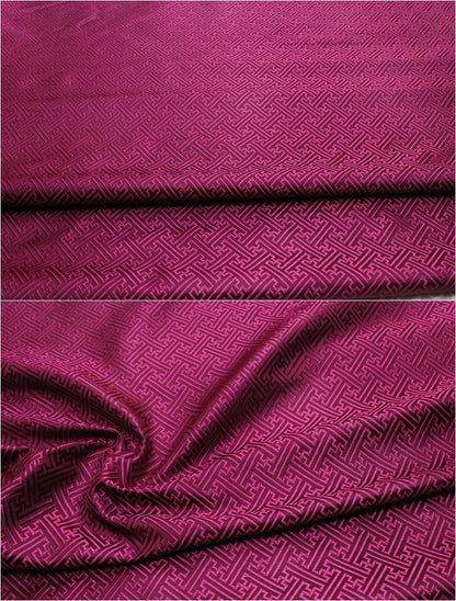 Chinese Brocade Fabric: Fret Pattern Silk Rayon Blend (29.5" Wide)