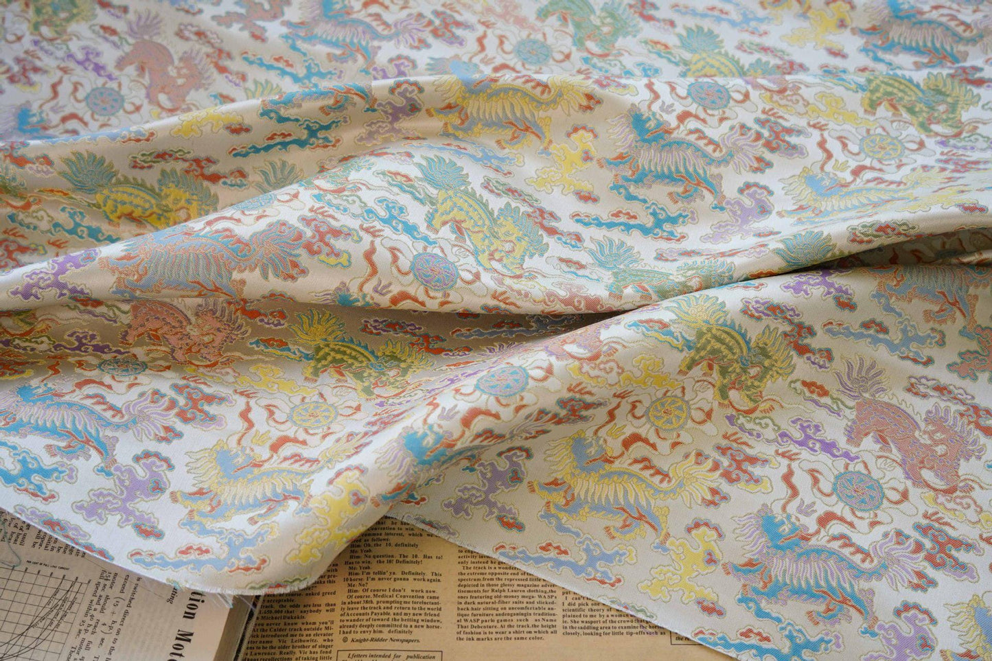 Kirin & Cloud Jacquard Brocade Fabric: Costume, Upholstery, Decor - 66��ï¿