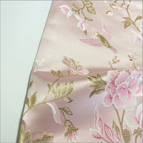 Bird & Flower Jacquard Damask Fabric: Antique Cheongsam Sewing Material