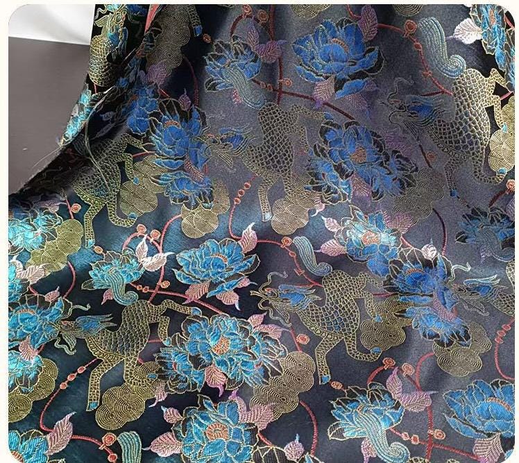 Kirin Peony Brocade Fabric ��� Color-Woven Jacqua"W