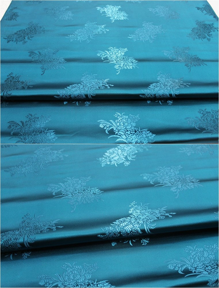 Silk Brocade Fabric: Peony Flower Design, Chinese Wedding Fabric