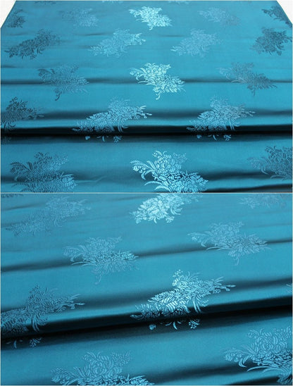 Silk Brocade Fabric: Peony Flower Design, Chinese Wedding Fabric
