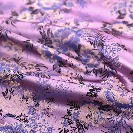 Tissu brocart à motifs floraux : broderie Thangka de 75 cm de large, style bohème