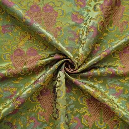 Eight Treasures Double Fish Jacquard Brocade Fabric: Qipao, Hanfu Sewing