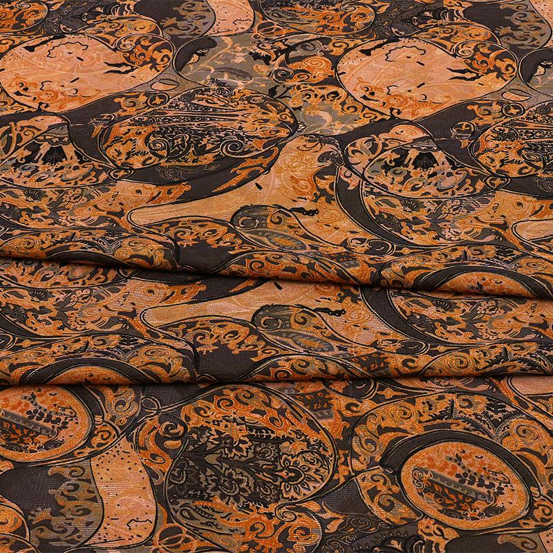 Traditional Fortune Symbol Brocade Fabric with Geometric Motifs by the Yard, 59" Wide