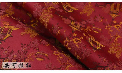 Qingming Festival Brocade Fabric: 59"W Chinese Painting Pattern