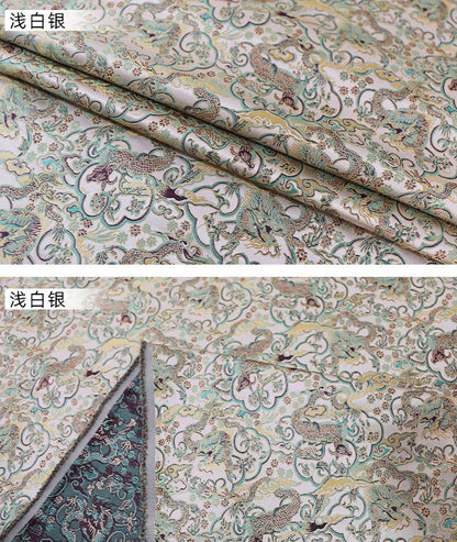Tissu brocart Dragon Argenté : 150 cm de large, rayonne, matériau de couture