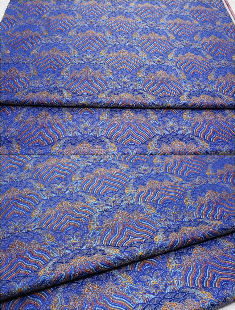 Ocean Waves Silk Rayon Brocade Fabric: Dressmaking Material (29.5"/75cm)