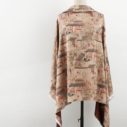 Tang Dynasty Painting Silk Fabric: Gambiered Canton Gauze (59"W)