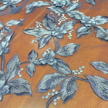 Floral Organza Jacquard Fabric: Gold Thread Dressmaking Material, 57" Wide
