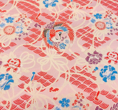 Chinese Silk Brocade Fabric: Crane Pattern, Red Jacquard (59" Wide)