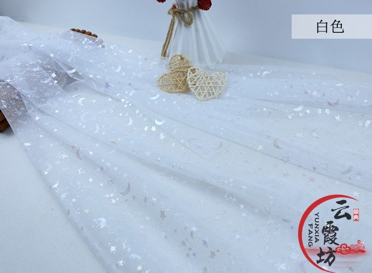 Symphony Foil Star and Moon Mesh Fabric, Wedding Costume, Cosplay (59" Wide)