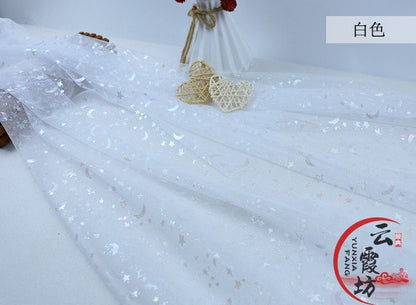 Symphony Foil Star and Moon Mesh Fabric, Wedding Costume, Cosplay (59" Wide)