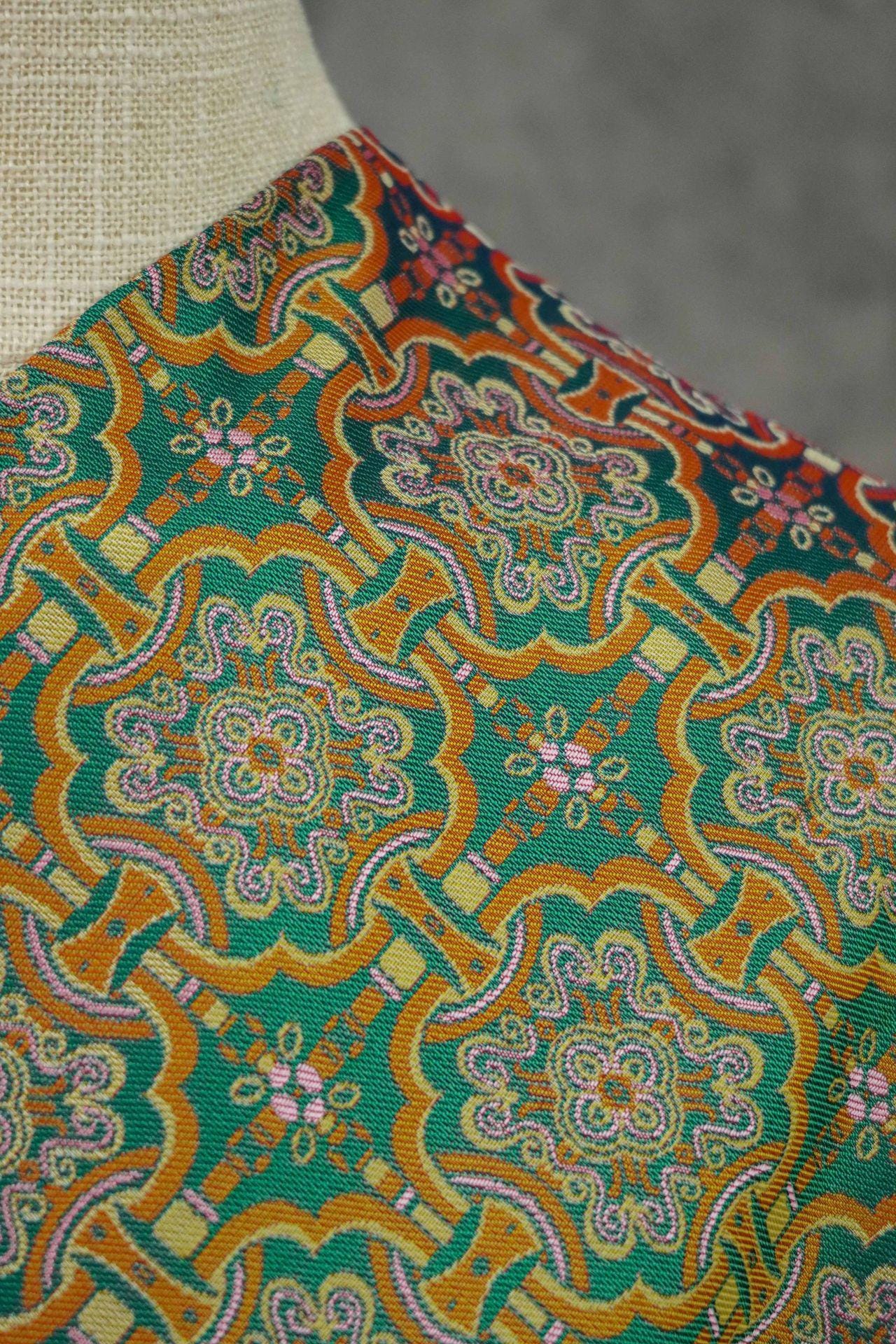 Mongolian Bada Pattern Fabric: 59"W Rayon Upholstery, Costume, Decor