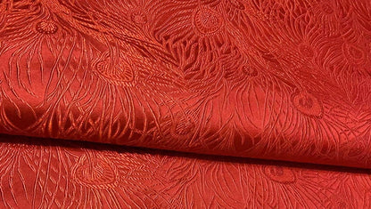 Black Peacock Brocade Fabric: Silk Rayon Jacquard, 29"W