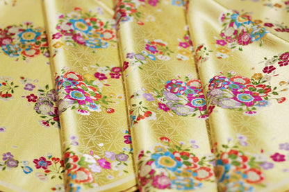 Tissu brocart à motifs floraux : Jacquard de soie et rayonne turquoise - Au mètre