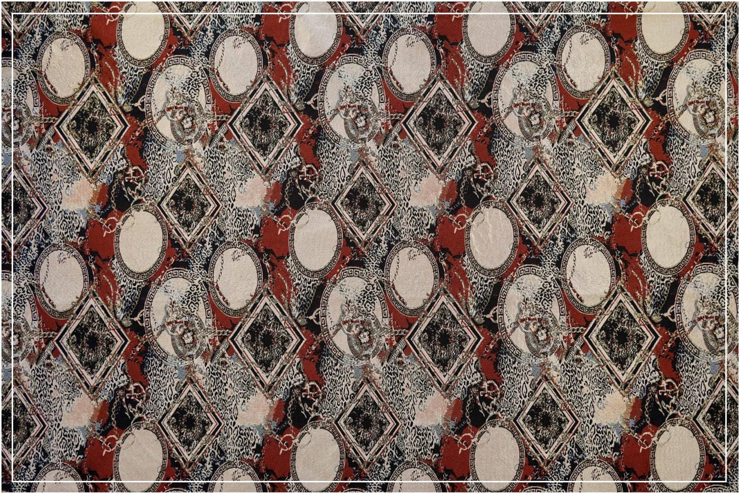 European-Style Jacquard Fabric ��� Round Crest & Scroll Pattern ��� Vest, Waistcoat, Upholstery, Ho"Wide