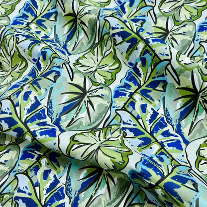 Tropical Leaf Cotton Fabric: 1960s Style Print, 59" Wide