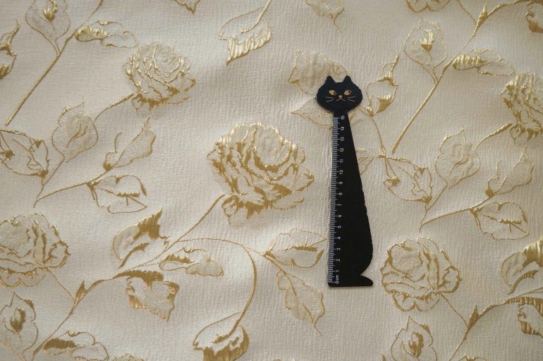 Gold Thread Floral Jacquard Fabric: 3D Oil Painting Texture, 56" Wide - Poppylollipop