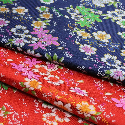 Tissu brocart jacquard à fleurs de cerisier : mélange de soie et de rayonne japonaises