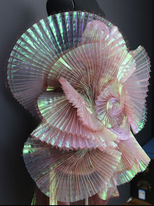 Mermaid Iridescent Pleated Organza Fabric: 55" Wide Designer Material
