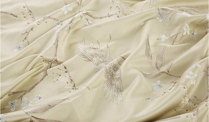 Oriental Crane Brocade Jacquard Fabric: 57"W Damask Polyester