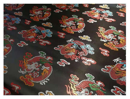 Dragon Brocade Fabric: Multicolor Chinese Rayon, 29.5" Wide