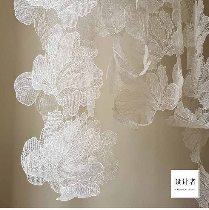 Embroidered Flower Lace Ribbon: White Palace Style Trim