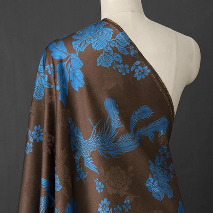 Tissu brocart de soie Phoenix & Peony : Jacquard Xiangyun marron pour Cheongsam et Hanfu