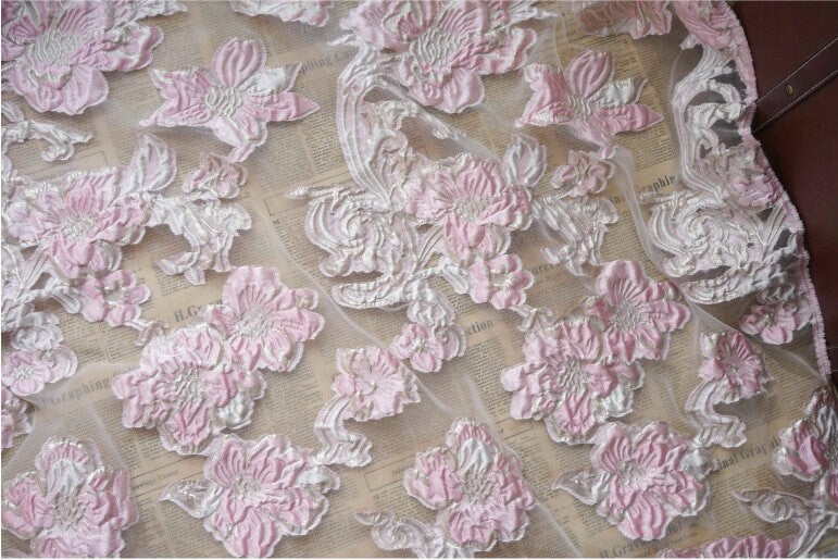Gold Thread Floral Jacquard Fabric: 3D Oil Painting Texture, 55" Wide