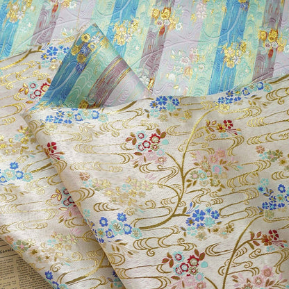 Gold Thread Jacquard Fabric: Retro Floral Upholstery, Costume, Decor
