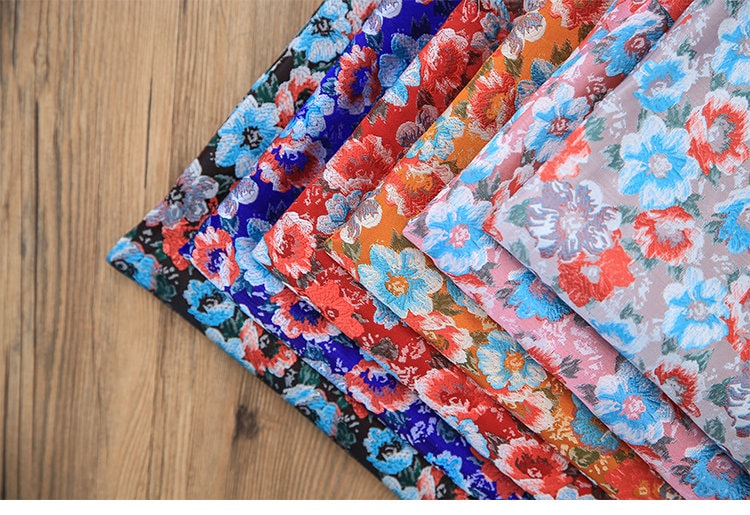 Floral Brocade Jacquard Fabric: 35"W Rayon Dress Fabric