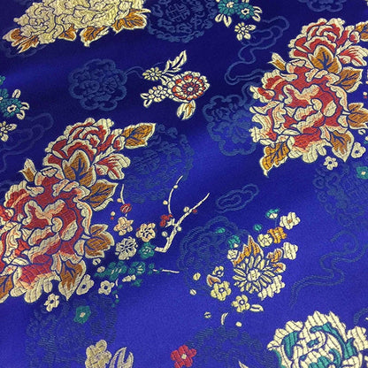 Ethnic Style Silk Brocade Fabric: Cheongsam Jacquard, Purple Floral (By 1 Meter)