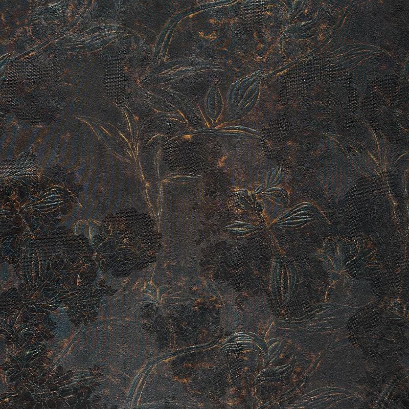 Floral Print Satin Tea Silk Fabric | Ash Gray, 59" Wide