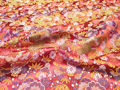 Tissu brocart de soie japonais Nishijin : Jacquard floral (au mètre)