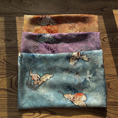 Tissu de soie Butterfly Dream - Jacquard Xiangyun Gambiered Canton Gauze, 150 cm de large