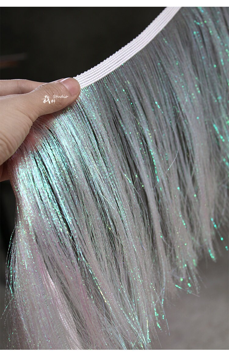 Fringed Polyester Fabric: Handmade Designer Accessory, 20cm Wide