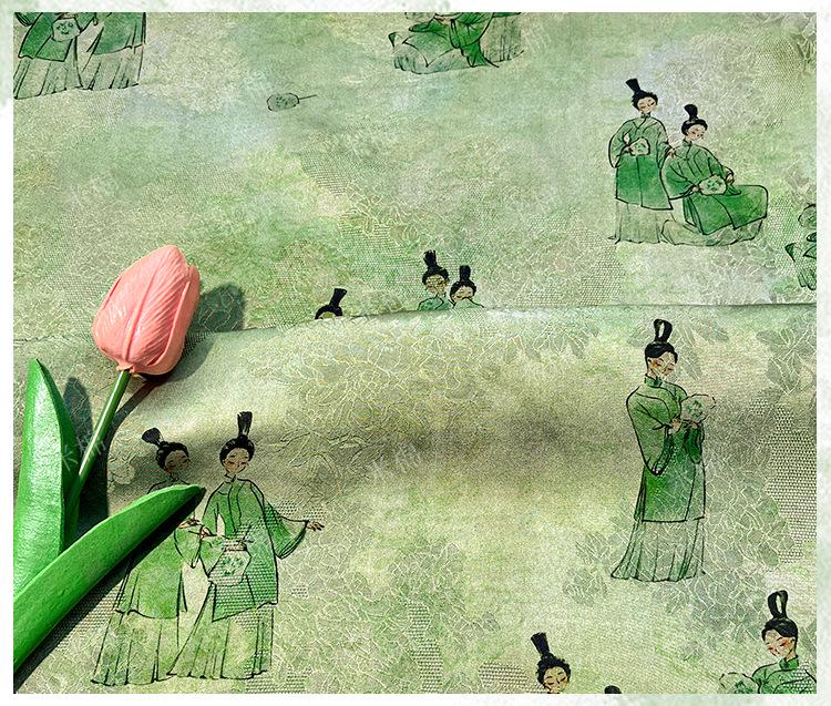 Luxury Xiangyun green tea silk Fabric ��� Rayon Jacquard Wea" Wide