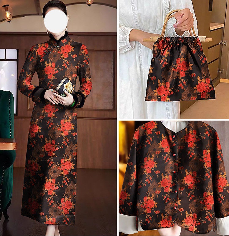 Floral Damask Rayon Brocade Fabric: Chinese Style Upholstery, Costume, Decor