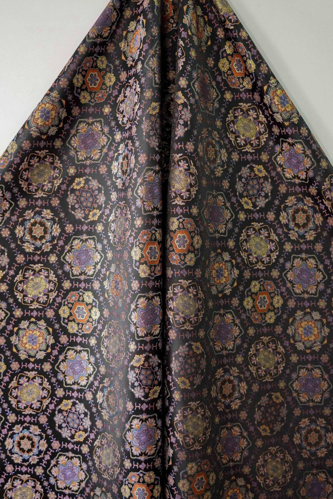 Mongolian Bada Pattern Fabric: Tibetan Style Upholstery, Costume, Decor (59"W, By The Meter)