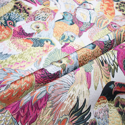 Tissu jacquard perroquet : tissu d’ameublement et de couture de créateur, 145 cm de large