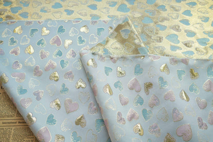 Gold Heart Jacquard Fabric: Rayon Blend, Sewing & Upholstery, 59" Wide