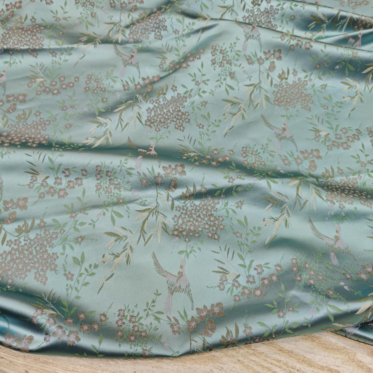Tissu jacquard brocart Nightingale : style chinois pour la confection de vêtements et la décoration intérieure, largeur 150 cm