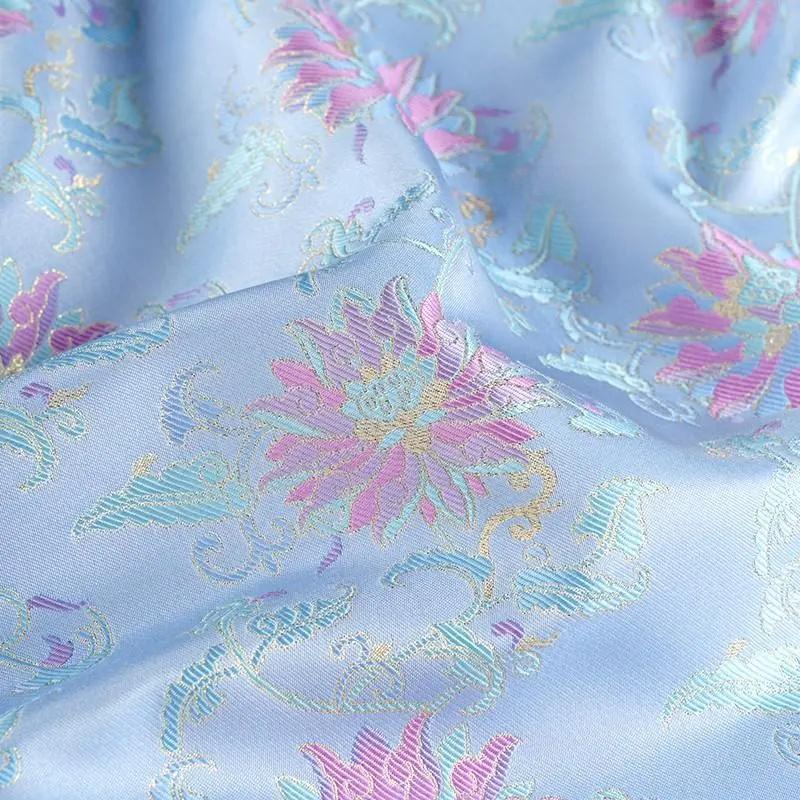 Dunhuang Lotus Brocade Fabric: 59"W Floral Sewing Material