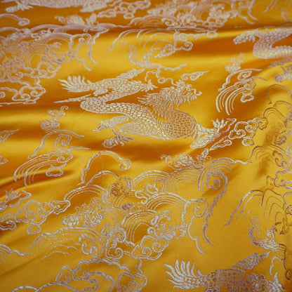 Chinese dragon robe, cheongsam, Tibetan robe, spinning Fabric, silk, satin, and brocade, 29"W