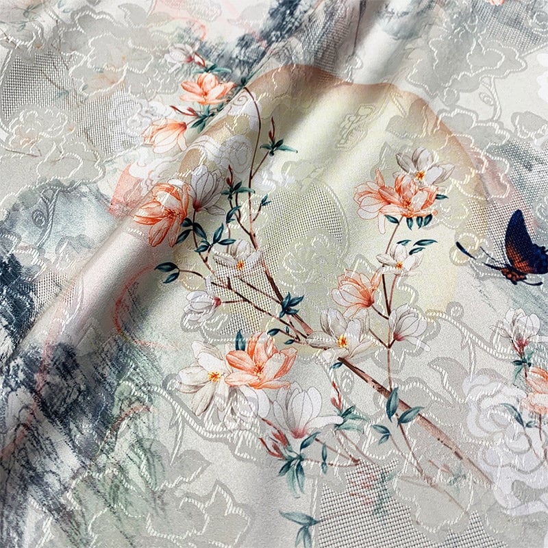 Floral Botanical Print Fabric: Polyester Spandex Blend, 55" Wide - Poppylollipop